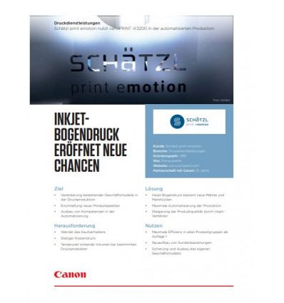 Druckdienstleistungen Schaetzl, Anwenderbericht, 2 Seiten, April 2021