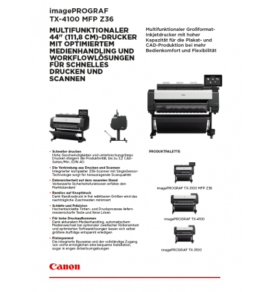 imagePROGRAF TX-4100 MFP Z36 Datenblatt, 2 Seiten, Stand: Maerz 2021