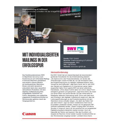 DWV Direktwerbeversand, Anwenderbericht, 2 Seiten, Februar 2021