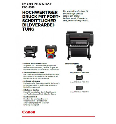 imagePROGRAF PRO 2100, Datenblatt, 2 Seiten, Stand: Dezember 2019