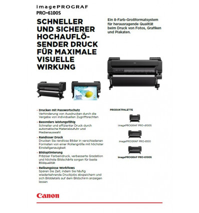 imagePROGRAF PRO 6100 S, Datenblatt, 2 Seiten, Stand: Dezember 2019
