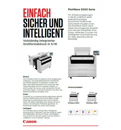 Canon PlotWave 5000 Serie, Datenblatt, 4 Seiten, Stand: August 2020
