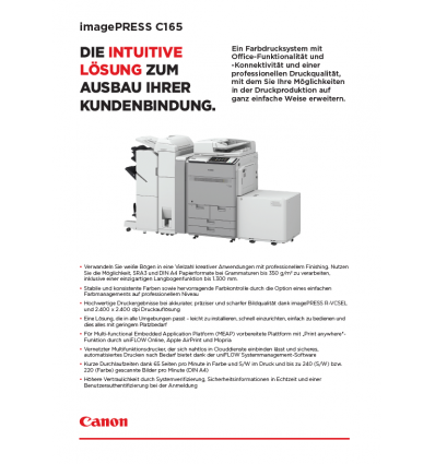 imagePRESS C165, Broschuere, 4 Seiten, Stand: Oktober 2019
