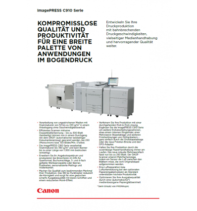 imagePRESS C910 Datenblatt, 2 Seiten, Stand: Juni 2019