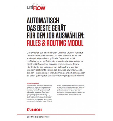 uniFLOW RULES und ROUTING MODUL, Datenblatt 2 Seiten,  Stand: November 2018