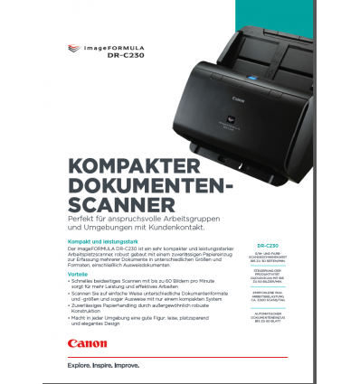 imageFORMULA DR-C230 Broschuere, 4 Seiten, Stand: August 2017