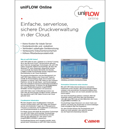 uniFLOW Online, Datenblatt, 2 Seiten, Stand: April 2017