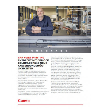VAN VLIET PRINTING, Anwenderbericht 2 Seiten, Stand: März 2018